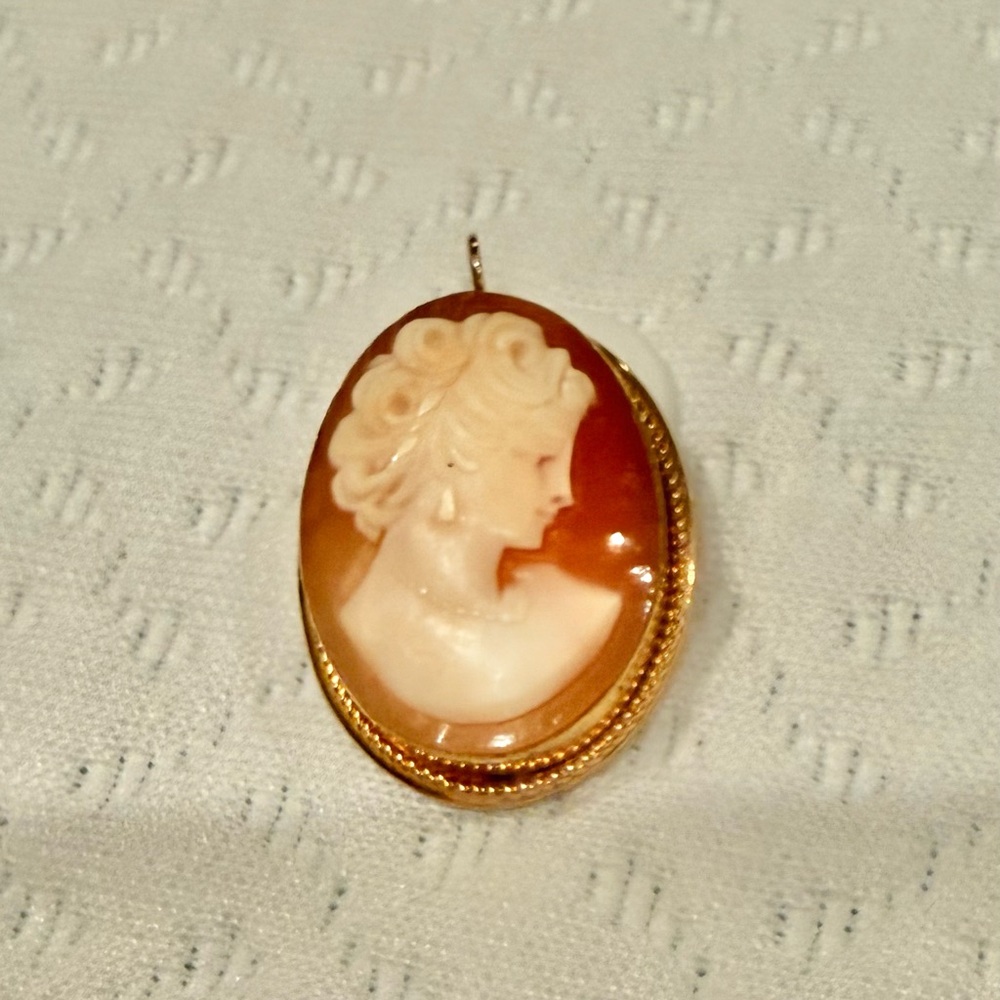Vintage Lovely Cameo Pendant and Brooch in Gold Frame